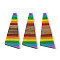 Pride Rainbow Theme Resin & Walnut Wood Pendants, Triangle, Colorful, 57x18.5x3.5mm, Hole: 2mm