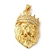 Brass Micro Pave Cubic Zirconia Pendants, Cadmium Free & Nickel Free & Lead Free, Lion with Crown Charms, Real 18K Gold Plated, 29x17.5x7mm, Hole: 4.6x3.5mm