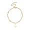 304 Stainless Steel Cable & Satellite Chains Double Layer Multi-strand Bracelet, with Star Charms, Golden, 6-3/4 inch(17cm)
