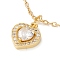 Clear Cubic Zirconia Heart Pendant Necklace, 304 Stainless Steel Jewelry for Women, Golden, 17.72 inch(45cm)
