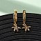 Starfish Brass Micro Pave Cubic Zirconia Hoop Earrings, Nickel Free, Real 18K Gold Plated, Colorful, 23.5x9.5x14mm