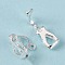 Brass Clip-on Earring Findings, for Non-Pierced Ears, Silver Color Plated, 13x6x7mm, Hole: 1mm