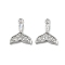 Brass Micro Pave Clear Cubic Zirconia Charms, Cadmium Free & Nickel Free & Lead Free, with Glass, Fishtail Shape, Real Platinum Plated, 12x9x1.5mm, Hole: 1mm