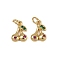 Brass Micro Pave Cubic Zirconia Pendants, Cherry Charms, with Jump Ring, Long-Lasting Plated, Cadmium Free & Lead Free, Rack Plating, Real 18K Gold Plated, 12.5x9x2.5mm, Hole: 3mm