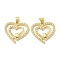 Rack Plating Brass Micro Pave Cubic Zirconia Pendants, Long-Lasting Plated, Lead Free & Cadmium Free, Heart Charms, Real 18K Gold Plated, 21x22x2mm, Hole: 5x3mm