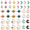 100Pcs 5 Style Light Gold Alloy Enamel Pendants,  Universe Space Charms, Moon & Star & Planet, Mixed Color, 5pcs/style