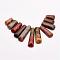 Natural Picasso Stone/Picasso Jasper Beads Strands, Graduated Fan Pendants, Focal Beads, 16~39x9.5~10x5mm, Hole: 1mm, 11pcs/strand, 3.27 inch