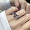 Gothic Styles Brass Enamel Cuff Rings for Women, Platinum, Inner Diameter: Adjustable