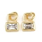 Brass Micro Pave Cubic Zirconia Pendants, Lock Charms, with Jump Ring, Rack Plating, Long-Lasting Plated, Lead Free & Cadmium Free, Real 16K Gold Plated, 9.5x7x2mm, Hole: 3.5mm