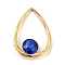 304 Stainless Steel Micro Pave Cubic Zirconia Pendants, Teardrop with Round, Blue, 28.5x18.5x4.5mm, inner diameter: 16.5x14.5mm