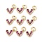 Brass Micro Pave Cubic Zirconia Charms, Long-Lasting Plated, Lead Free & Nickel Free & Cadmium Free, Heart, Hot Pink, Real 18K Gold Plated, 9.5x6.5x2mm, Hole: 1mm.
