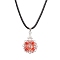 Flower Glass Seed Beads & Acrylic Pendant Necklaces, Imitation Leather Necklaces for Women, Red, 17.72 inch(45cm)