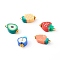 Polymer Clay Pendants, with Brass Findings, Fruit, Golden, Mixed Color, 12~17x8~10x4.5~5mm, Hole: 1.8mm