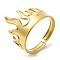 304 Stainless Steel Open Cuff Rings, Fire, Golden, US Size 7(17.3mm)