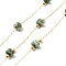 Ion Plating(IP) 316 Surgical Stainless Steel Paperclip Chains, with Natural Green Spot Jasper Column Beads, Soldered, Real 18K Gold Plated, with Spool, Link: 2.5x1x0.3mm
