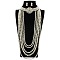 Flower Plastic Pearl Round Beaded Multilayer Necklaces & Dangle Earrings Sets, White, 350~700mm