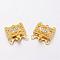 Golden Tone Brass Rhinestone Clasps, Filigree Box Clasps, about 18mm wide, 17mm long, 7mm thick, hole: 1.5mm