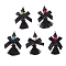 5Pcs 5 Colors Handmade Polyester Pendants, Skeleton, with Synthetic Turquoise & Polycotton Tassel & Copper Wire, Mixed Color, 65x45x13mm, Hole: 3mm, 1pc/color