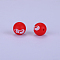 Christmas Printed Round with Snowman Pattern Silicone Focal Beads, Red, 15x15mm, Hole: 2mm