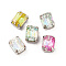 Sew on Rhinestone, Glass Crystal Rhinestone Multi-Strand Links, with Brass Prong Settings, Garments Accessories, Faceted, Mixed Color, Rectangle, Platinum, 8x6x5mm, Hole: 0.9mm