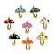 Autumn Theme Real 18K Gold Plated Brass Micro Pave Cubic Zirconia Pendants, with Enamel and Jump Rings, Long-Lasting Plated, Mushroom, Mixed Color, 28x25x3.5mm, Jump Ring: 5x1mm, 3mm Inner Diameter