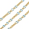 Brass Enamel Figaro Chains, with Spool, Long-Lasting Plated, Soldered, Lead Free & Cadmium Free, Light Sky Blue, 5x3x0.8mm