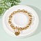 Golden 304 Stainless Steel Charm Bracelets, Cable Chain Jewelry for Women, Heart with Letter, with Toggle Clasps, Letter N, 8.27 inch(21cm)