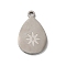 Non-Tarnish Bohemian Style 304 Stainless Steel Pendant, Teardrop, Stainless Steel Color, 24.5x15.5x1.5mm, Hole: 2mm