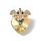 Real 18K Gold Plated Rack Plating Brass Micro Pave Clear Cubic Zirconia Pendants, with Glass, Long-Lasting Plated, Cadmium Free & Lead Free, Bat with Heart Charm, Light Goldenrod Yellow, 18x14x9.5mm, Hole: 5x3mm
