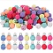 90Pcs 9 Colors Rubberized Style ABS Plastic Pendants, with Iron Loops, Golden, Berry, Mixed Color, 18x12mm, Hole: 4x3mm