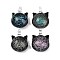 Handmade Lampwork Pendants, Cat Shape Charms, Mixed Color, 23.5~24x17.5x13.5~14mm, Hole: 2.5mm