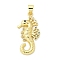 Brass Micro Pave Cubic Zirconia Pendants, Sea Horse, Rack Plating, Long-Lasting Plated, Lead Free & Cadmium Free, Real 18K Gold Plated, 28x14x3.5mm, Hole: 4x3.5mm