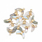 Natural/Synthetic Gemstone Pendants, with Brass Findings, Double Horn/Crescent Moon, Golden, 12x16x4mm, Hole: 1.5mm