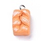 Resin Pendants, Imitation Food, with Platinum Plated Iron Screw Eye Pin Peg Bails, Bread, Sandy Brown, 20.5x11.5x8.5mm, Hole: 2mm
