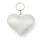 PU Leather Keychain, with Metal Findings, Heart, Silver, 9.7cm