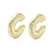 Brass Textured Ring Cuff Earrings, Long-Lasting Plated, Cadmium Free & Lead Free, Real 18K Gold Plated, 25x7.5mm