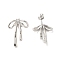 Brass with Cubic Zirconia Stud Earrings for Women, Bowknot, Platinum, 22x16mm