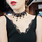 Gothic Style Resin Tassel Lace Chain Necklaces, Oval, Black, 11.81~15.75 inch(30~40cm)