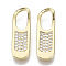 Brass Micro Pave Cubic Zirconia Pendants, Nickel Free, Rectangle, Clear, Real 18K Gold Plated, 23x7x2mm, Hole: 9x4.5mm