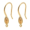 Brass Earring Hooks, Oval, Real 18K Gold Plated, 20x11x4mm, Hole: 1.2mm, Pin: 0.8mm