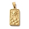 PVD Vacuum Plating 304 Stainless Steel Pendants, Rectangle with Flower & Sun Charm, Golden, 26x14x2.5mm, Hole: 7.5x3.5mm