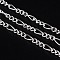 Iron Handmade Chains Figaro Chains Mother-Son Chains, Unwelded, Silver Color Plated, with Spool, Mother Link: 3.5x7mm, 1mm thick, Son Link: 3x4mm, 0.83mm thick, about 328.08 Feet(100m)/roll