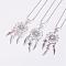 Alloy Pendant Necklaces, Woven Net/Web with Feather, with Natural Mixed Stone Beads and Brass Chain, 15.8 inch(40.3cm)