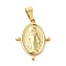 304 Stainless Steel Pendants, with Glass Beads, Oval with Virgin Mary, Golden, 30mm, Hole: 8mm