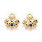 Brass Micro Pave Cubic Zirconia Charms, Shell Shape, Real 18K Gold Plated, 10x10x2.5mm, Hole: 1.5mm