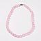 Natural Rose Quartz Beads Necklaces, with Brass Lobster Claw Clasps, Round, 17.7 inch(45cm) long, beads: 8mm.