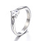 316 Surgical Stainless Steel Rings, Cubic Zirconia Solitaire Ring, Stainless Steel Color, 19mm