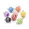 Stripe Resin Links Connectors, with Brass Findings, Round, Mixed Color, Platinum, 16.5x9.5mm, Hole: 1.5~3mm