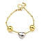 Rack Plating Brass Bracelets, Cadmium Free & Lead Free, Long-Lasting Plated, Heart, Platinum & Real 18K Gold Plated, 7-1/2 inch(19cm)