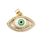 Brass Micro Pave Cubic Zirconia Pendants, with Acrylic, Cadmium Free & Lead Free, Long-Lasting Plated, Evil Eye, Real 18K Gold Plated, Green, 15x22.5x6mm, Hole: 4x3.5mm